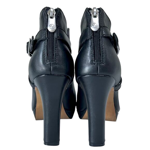 ADRIENNE VITTADINI Leather 9M Sexy Buckle Ankle Boots Black 4" Heel Zipper - Picture 6 of 8